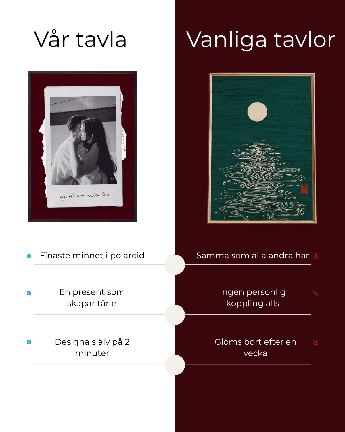 Personlig Polaroid Valentine tavla
