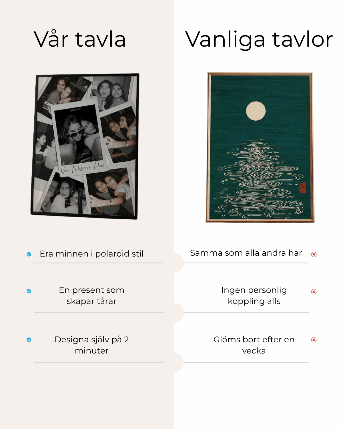Personlig Polaroid tavla